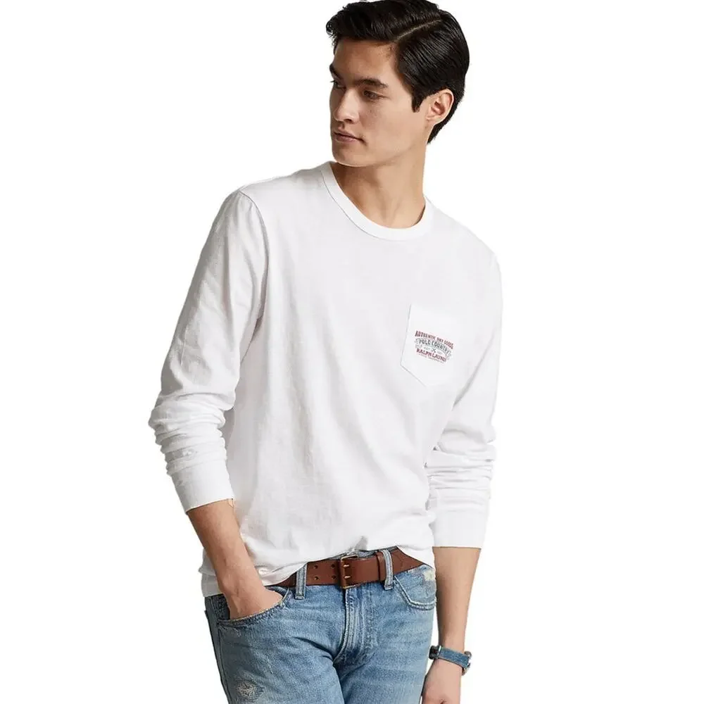 NWT Polo Ralph Lauren Polo Country Long Sleeve White T-Shirt Custom Fit Mens XL